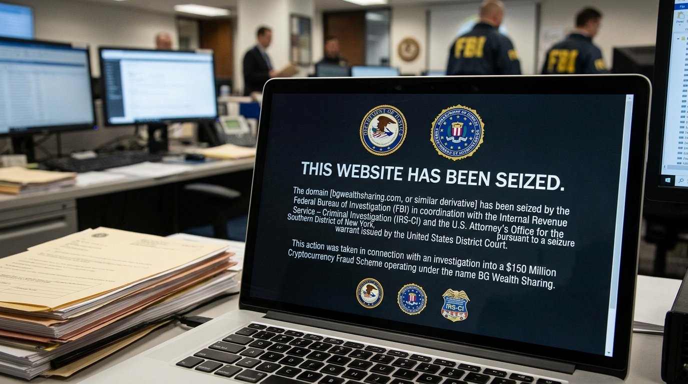 US Seizes BG Wealth Sharing Domain in $150M Crypto Scam