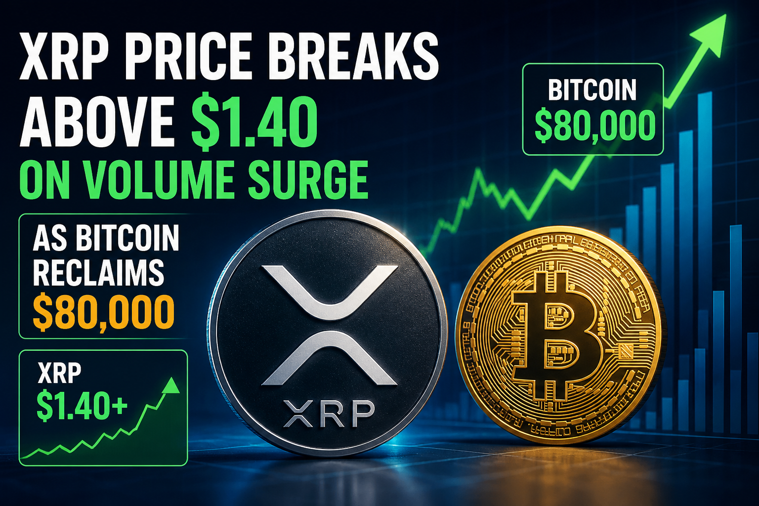 XRP Price Breaks $1.40 as Bitcoin Hits $80K